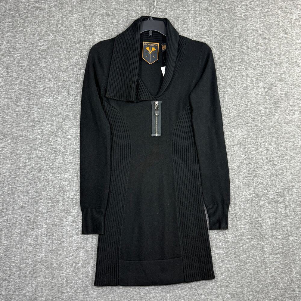 Jamison Sweater Mini Dress Size XS Black Wool Cashmere Lond Sleeve New